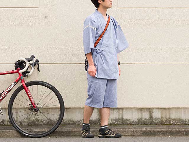 【THE JINBEI】甚平 吸汗速乾・接触冷感 Coolmax 背ポケット アウトドア 自転車 サイクリング 上下セット日本製 No.2185