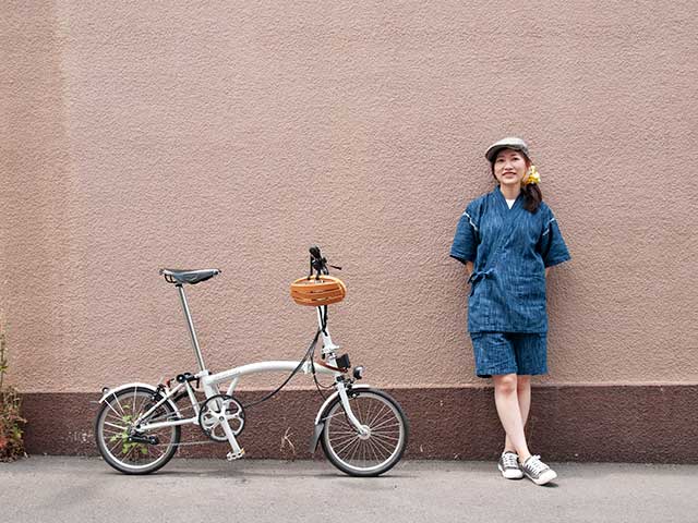 【THE JINBEI 雨絣】甚平 インディゴ染め 背ポケット アウトドア 自転車 サイクリング 上下セット日本製 No.2210