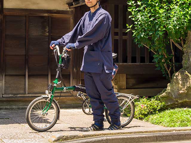 【THE SAM衣】作務衣 背ポケット 難燃素材 Agunino アウトドア 自転車 サイクリング 上下セット 日本製 No.2222