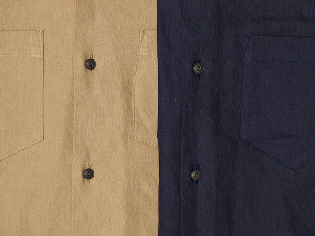 【バンドカラーシャツ】ロングスリーブ リネン レーヨン 吸汗速乾 接触冷感 バックポケット 日本製 No.2272