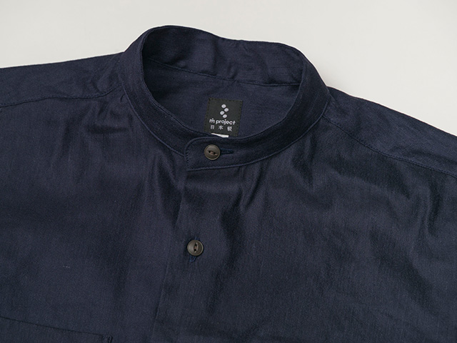 【バンドカラーシャツ】ロングスリーブ リネン レーヨン 吸汗速乾 接触冷感 バックポケット 日本製 No.2272