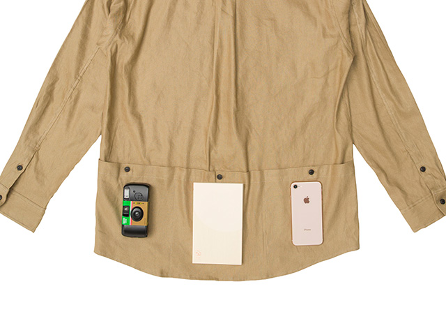 【バンドカラーシャツ】ロングスリーブ リネン レーヨン 吸汗速乾 接触冷感 バックポケット 日本製 No.2272