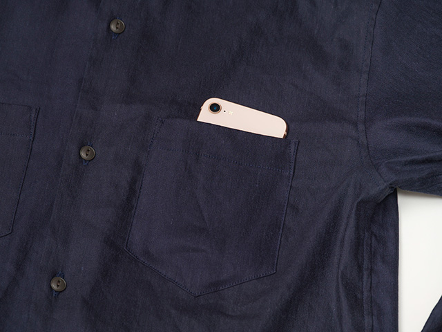 【バンドカラーシャツ】ロングスリーブ リネン レーヨン 吸汗速乾 接触冷感 バックポケット 日本製 No.2272