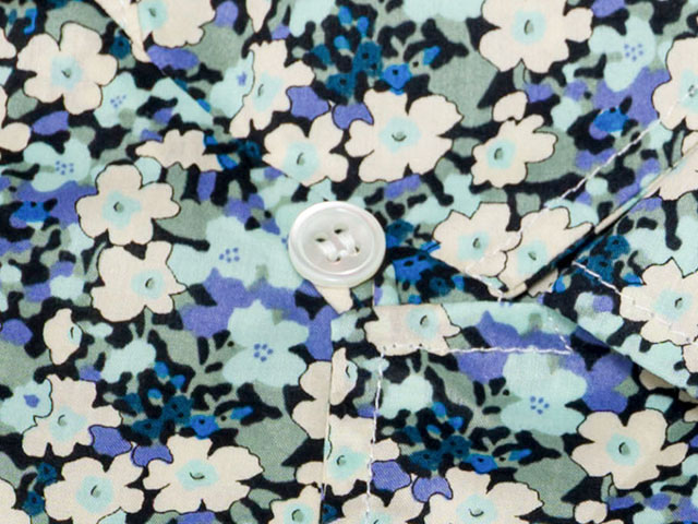 【サイクリストアロハ】リバティプリント KATIE'S 1934年アーカイブ 背ポケット 開襟 日本製 No.2282