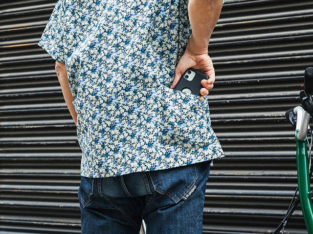 【サイクリストアロハ】リバティプリント KATIE'S 1934年アーカイブ 背ポケット 開襟 日本製 No.2282