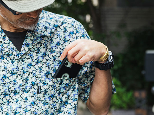 【サイクリストアロハ】リバティプリント KATIE'S 1934年アーカイブ 背ポケット 開襟 日本製 No.2282