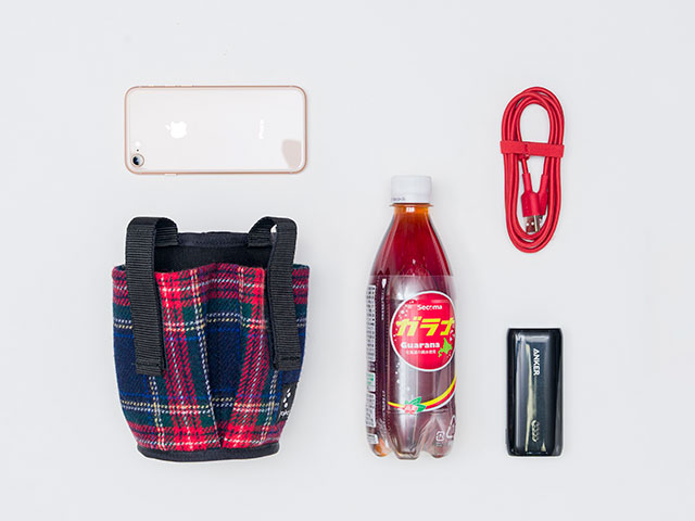 【マルチボトルホルダーツイード】 スマホポケット付き 500mlペットボトル対応 ベルクロ着脱 No.5160 日本製