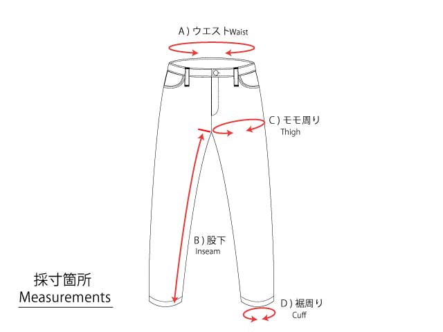 longpants measurements ロングパンツ　採寸箇所