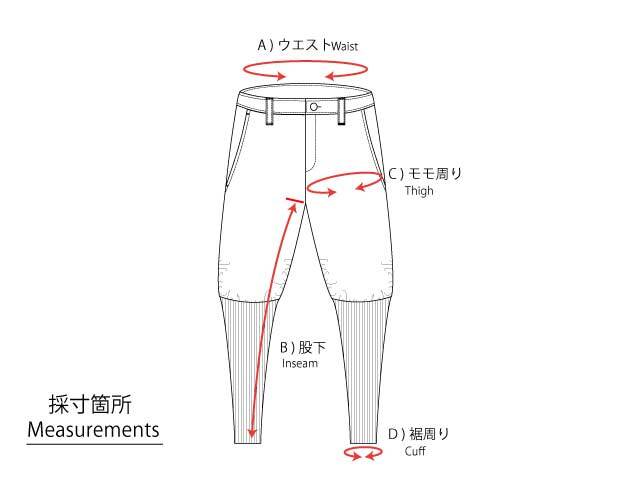 ポロパンツ採寸箇所