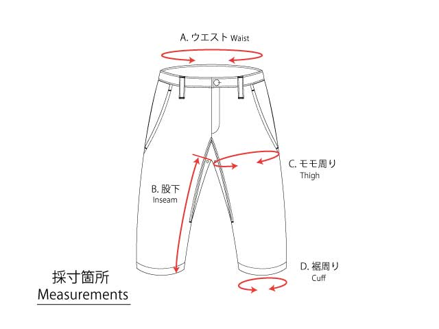 ショートパンツ採寸箇所